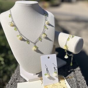 LILY OF THE VALLEY - Nature Inspired 3pc Set - Necklace, Bracelet, Earrings